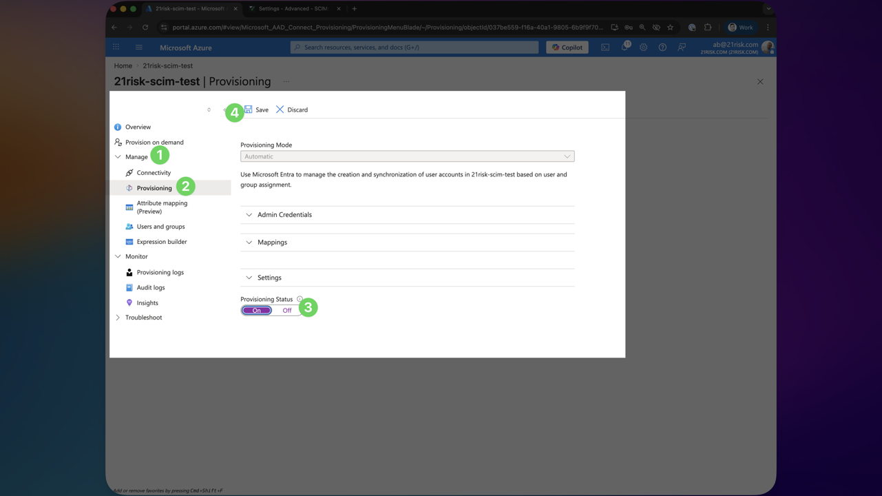 Set Provisioning Status to On
