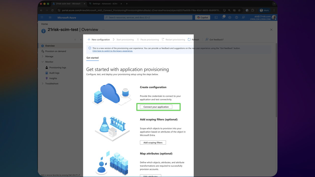 Click Connect your application
