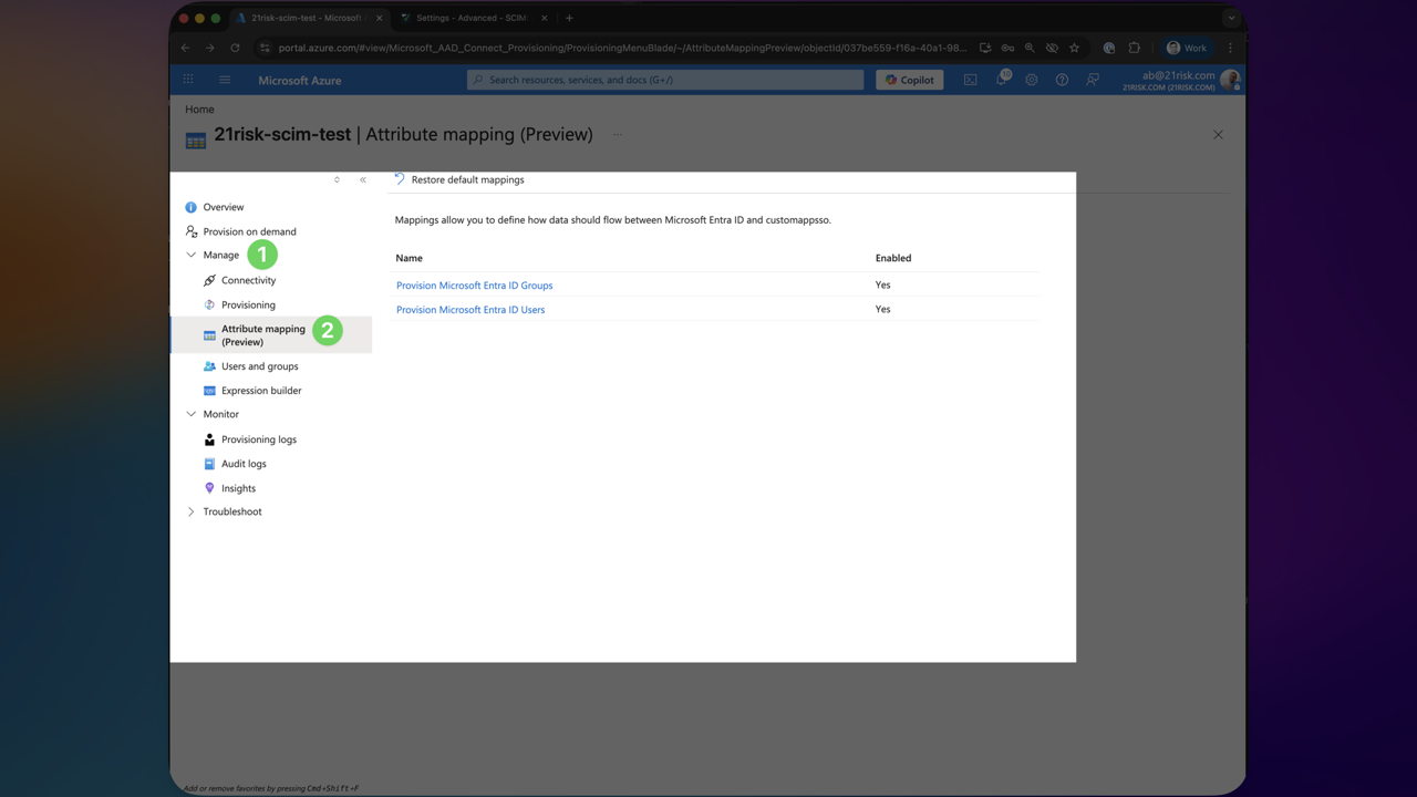 Attribute mappings section