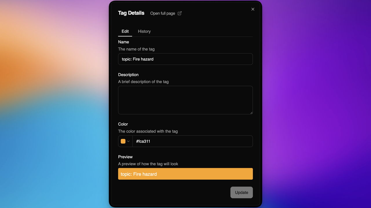 Editing tags