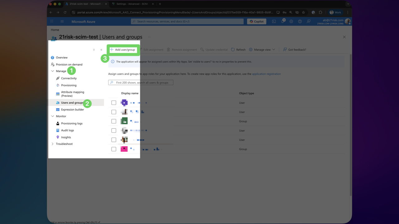 Navigate to Users and groups
